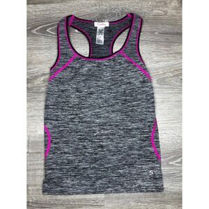 Kathy Racerback Active‎ Tank Top Gray Pink Black Yoga Gym Athleisure Small